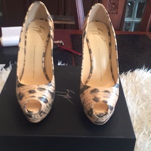 Zanotti  snake print open toe platform shoes